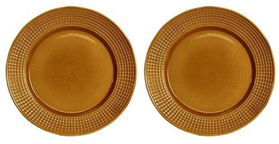 

caffeine Dinner Plate 10IN Ceramic/Stoneware in Mustard Petals Flower (Set of 2) Handmade Dinner Plates(Pack of 2)