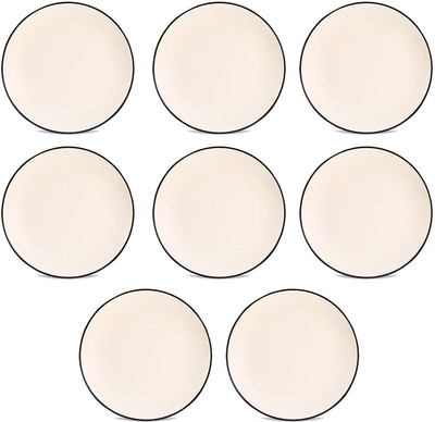 

caffeine Dinner Plate 10IN Ceramic/Stoneware in Matte White (Set of 8) Handmade Dinner Plates(Pack of 8)