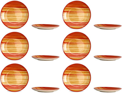 

caffeine 10IN Ceramic/Stoneware in Orange and Beige Studio (Set of 12) Handmade Dinner Plates(Pack of 12)