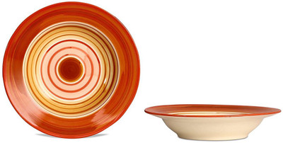 

Caffeine Soup Plate 7IN Ceramic/Stoneware in Orange and Beige Studio (Set of 2) Handmade By Caffeine … Dinner Plates(Pack of 2)