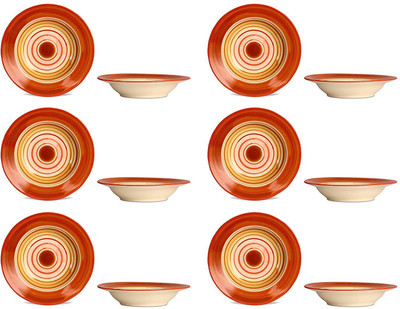

Caffeine Soup Plate 7in Ceramic/stoneware In Orange And Beige Studio (Set Of 12) Dinner Plates(Pack of 12)