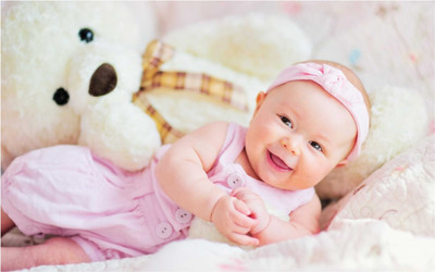 Cute Baby with Teddy Bear Poster Paper Print(12 inch X 18 inch, Rolled) available at flipkart for Rs.175