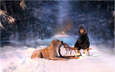 

Beautiful Kid with Dog Poster Paper Print(12 inch X 18 inch, Rolled)
