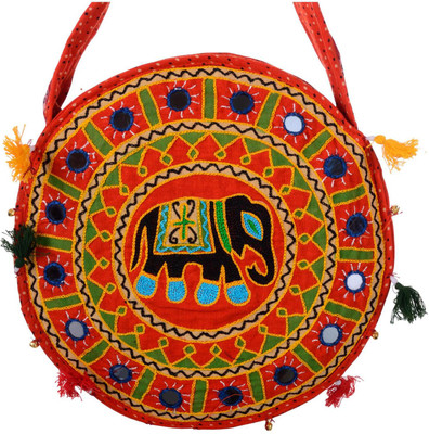 

Paradox Women Casual Orange Cotton Sling Bag