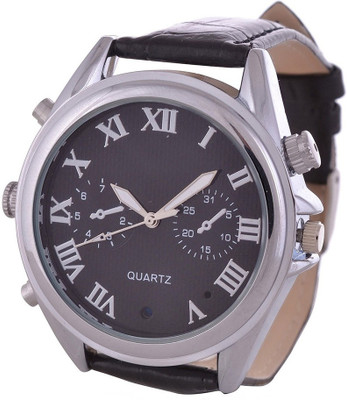 

MMHB Leather Wrist Watch Spy Camera Inbuild 16GB memory. Hidden audio /video Recording.While recording no light Flashes. Smartwatch(Black Strap Medium)