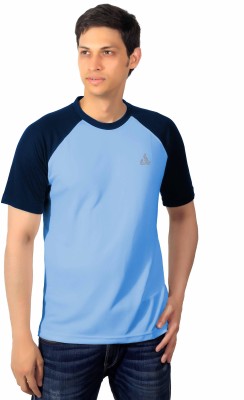 DS WORLD Colorblock Men Round Neck Dark Blue, Light Blue T-Shirt