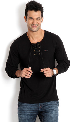 

Rodid Solid Men's Henley Black T-Shirt