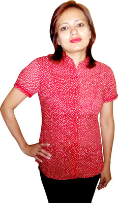 

MC Casual Short Sleeve Printed Women's Red Top