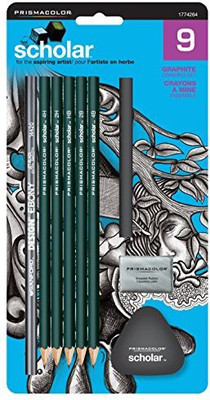 

Prismacolor Scholar Drawing Set, With 7 Pencils & 2 Erasers, 9 Piece Kit