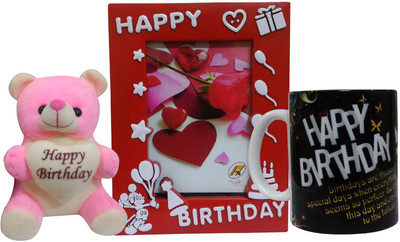 

Saugat Traders Birthday Gift Combo - Soft Teddy, Birthday Photo Frame & Coffee Mug(Birthday Gift)