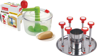 

Nestwell AATA MAKER WITH GLASS STAND COMBO Plastic Detachable Dough Maker(Multicolor)