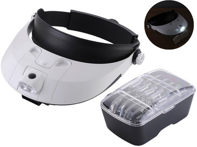 

Sukot Magnifier Loupe Magnifying 11 Magnifications Head Wearing 2 LED Head-Mounted Illuminating(White & Black)