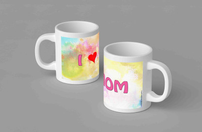 

Unique Gallery I Love Mom Ceramic Mug(325 ml), Multicolor
