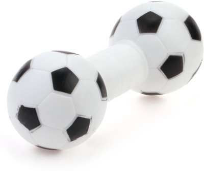 

SRI Natural Rubber Football Print Dumbbell Squeaky Fun Toy For Puppy Rubber Squeaky Toy For Dog