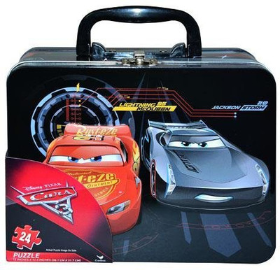 Party Favors Disney Cars 3 Puzzle Tin Box With Handle Comes Puzzle(24 Pieces)