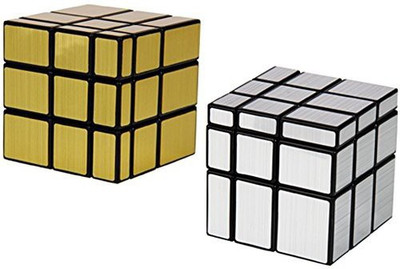 Goodplay Professional Shengshou 3X3X3 Mirror Golden & Silver Speed Cube Puzzle(+ One Customized Cube Bag)(2 Pieces)