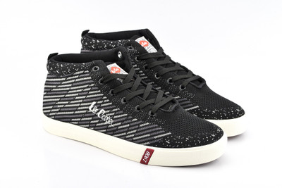 

Lee Cooper Canvas Mid Ankle Sneakers For Men(Black, Off White, Black/grey