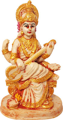 

Art N Hub Goddess Maa Saraswati / Study Devi idol - Marble Look Handicraft Decorative Home & Table Décor God Figurine / Statue Gift item Decorative Showpiece - 20 cm(Ceramic, Yellow)
