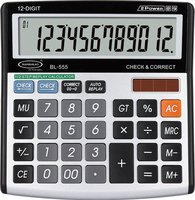 

Bambalio BL-555 12 Digit Big Display Electronic With Metal Overlay 3 Years Warranty Basic Calculator(12 Digit), Silver