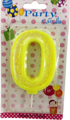 

Funcart Neon Yellow Glitter Zero numerical cake Candle(Yellow, Pack of 1)
