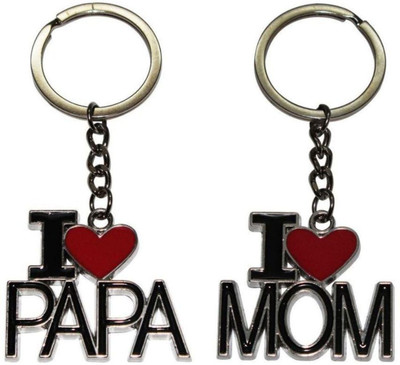 

IM combo - I Love Mom I love Papa Metal Zinc Alloy Keychain Key ring Locking Key Chain(Silver)