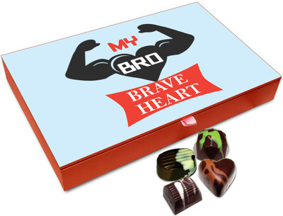 

Chocholik Rakhi Gift Box - My Bro Brave Heart Chocolate Box For Brother / Sister - 12pc Truffles(144 g)