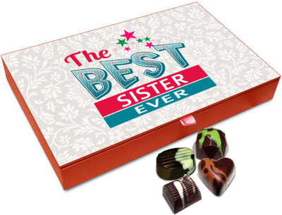 

Chocholik Raksha-bandhan Gift Box - The Best Sister Ever Chocolate Box For Brother / Sister - 12pc Truffles(144 g)