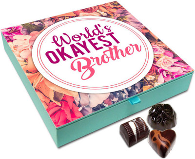 

Chocholik Raksha-bandhan Gift Box - World's Okayest Brother Chocolates Box For Brother / Sister - 9pc Truffles(108)