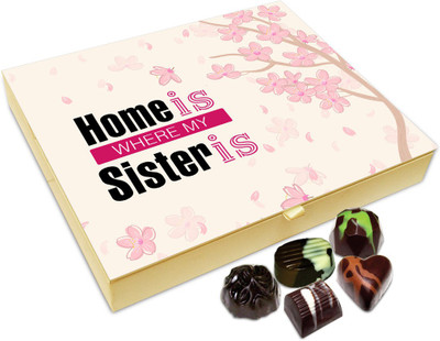 

Chocholik Rakhi Gift Box - Happiness Is Where My Sister Is Chocolate Box For Brother / Sister - 20pc Truffles(240 g)