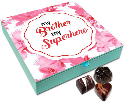 

Chocholik Rakhi Gift Box - My Brother My Superhero Chocolate Box For Brother / Sister - 9pc Truffles(108)