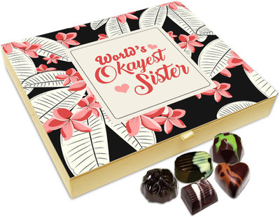 

Chocholik Rakhi Gift Box - World's Okayest Sister Chocolate Box For Brother / Sister - 20pc Truffles(240 g)