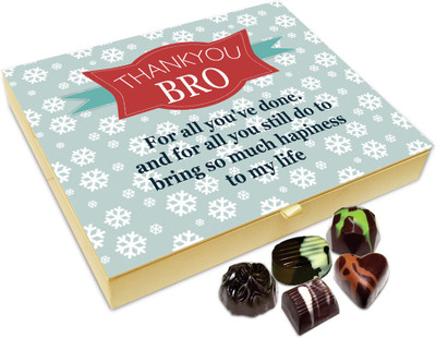 

Chocholik Rakhi Gift Box - Thanks Brother For Giving Me Happiness Chocolate Box For Brother / Sister - 20pc Truffles(240 g)