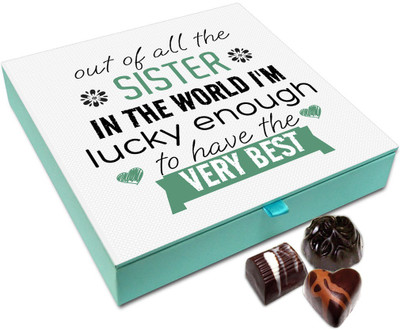 

Chocholik Rakshabandan Gift Box - I'm Lucky Enough To Have You Chocolate Box For Brother / Sister - 9pc Truffles(108)