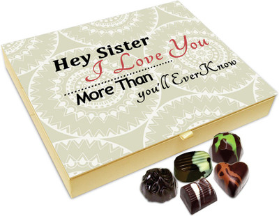 

Chocholik Rakshabandan Gift Box - Hey Sister I Love You More Chocolate Box For Brother / Sister - 20pc Truffles(240 g)