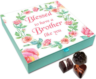 

Chocholik Rakhi Gift Box - Blessed To Have A Brother Chocolate Box For Brother / Sister - 9pc Truffles(108)