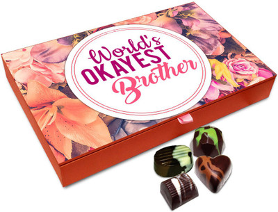 

Chocholik Raksha-bandhan Gift Box - World's Okayest Brother Chocolates Box For Brother / Sister - 12pc Truffles(144 g)