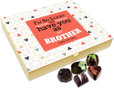 

Chocholik Rakhi Gift Box - I Am So Lucky To Have You Brother Chocolate Box For Brother / Sister - 20pc Truffles(240 g)