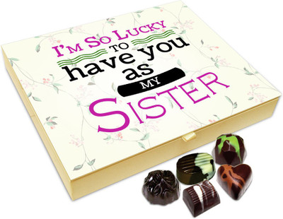

Chocholik Rakhi Gift Box - I Am So Lucky To Have You Sister Chocolate Box For Brother / Sister - 20pc Truffles(240 g)