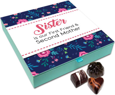 

Chocholik Raksha-bandhan Gift Box - Sister is Our First Friend Chocolate BOX For Brother / Sister - 9pc Truffles(108)