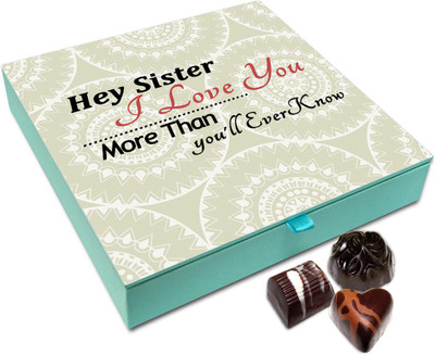 

Chocholik Rakshabandan Gift Box - Hey Sister I Love You More Chocolate Box For Brother / Sister - 9pc Truffles(108)