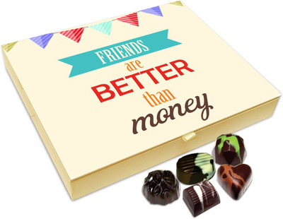 

Chocholik Friendship Gift - Friends Are Important Than Money Chocolate Box For Friends - 20 Pc Truffles(240 g)