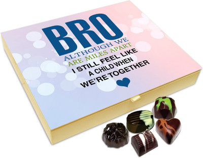 

Chocholik Rakhi Gift Box - Bro I Feel Like Child When We Are Together Chocolate Box For Brother / Sister - 20pc Truffles(240 g)