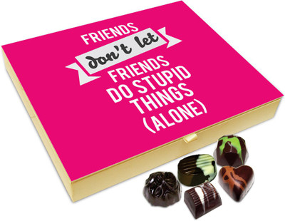 

Chocholik Friendship Gift - Friends Don't Let Friends Do Stupid Things Alone Chocolate Box For Friends - 20 Pc Truffles(240 g)