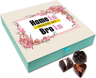 

Chocholik Rakhi Gift Box - Home Is Where My Bro Is Chocolate Box For Brother / Sister - 9pc Truffles(108)