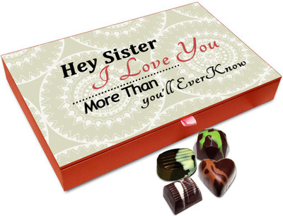 

Chocholik Rakshabandan Gift Box - Hey Sister I Love You More Chocolate Box For Brother / Sister - 12pc Truffles(144 g)