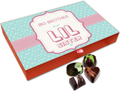 

Chocholik Rakhi Gift Box - Big Brother Lil Sister Chocolate Box For Brother / Sister - 12pc Truffles(144 g)