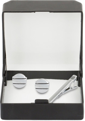Paranoid Brass Cufflink & Tie Pin Set(Silver)