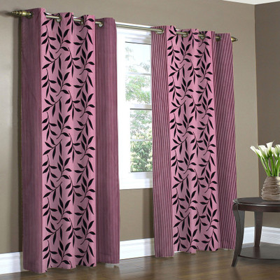 

Home Candy 212 cm (7 ft) Polyester Door Curtain (Pack Of 2)(Floral, Pink)