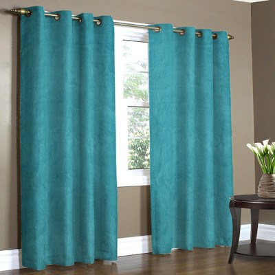 

Home Candy 274 cm (9 ft) Polyester Long Door Curtain (Pack Of 2)(Solid, Blue)