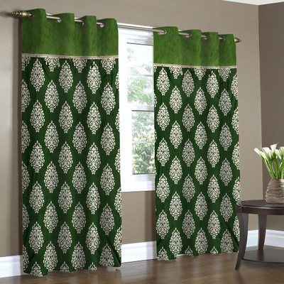 

Home Candy 274 cm (9 ft) Polyester Long Door Curtain (Pack Of 2)(Motif, Green)